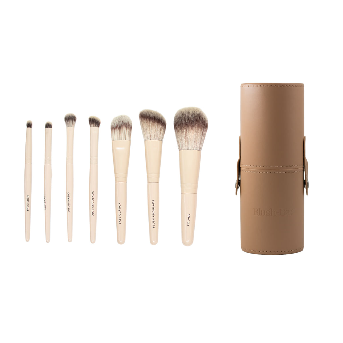 Kit de 7 Brochas para Cara y Ojos de Viaje con Estuche - Nude - image 1
